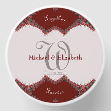 Red & White Lace Monogram Wedding