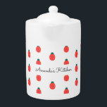 Red White Ladybug Nature Pattern Elegant<br><div class="desc">Red White Elegant Ladybug Nature pattern teapot. Use personalize this template option to change text. Use Edit tool to change text colour.</div>