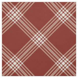 Red & White Large Diagonal Plaid Fabric