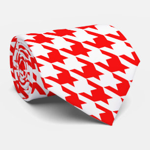 Red & White Large Houndstooth Check Tie