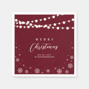 Red & White Lights Merry Christmas Holiday Party Napkin