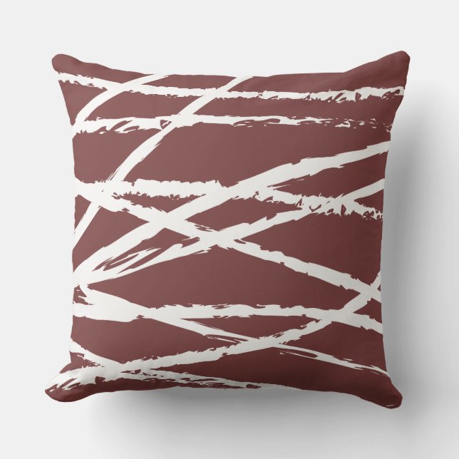 RED & WHITE LINES DESIGN Retro Throw Pillow (Front)