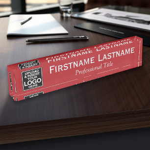 Red White - Logo, Name and Professional Title Nameplate