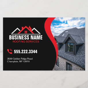 Red White Logo Roofing Contractor QR Code Flyer