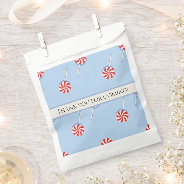 Red & White Lollipop Pattern Favour Bags (Clipped)