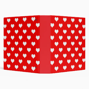 Red White Love Heart Pattern Design Binder