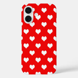 Red White Love Heart Pattern Design iPhone 16 Case