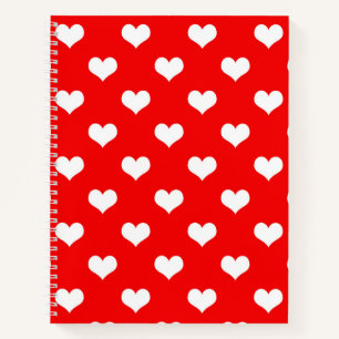 Red White Love Heart Pattern Design  Notebook