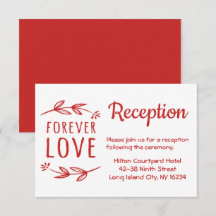 Red & White Love Wedding Reception Laurel Leaves Invitation