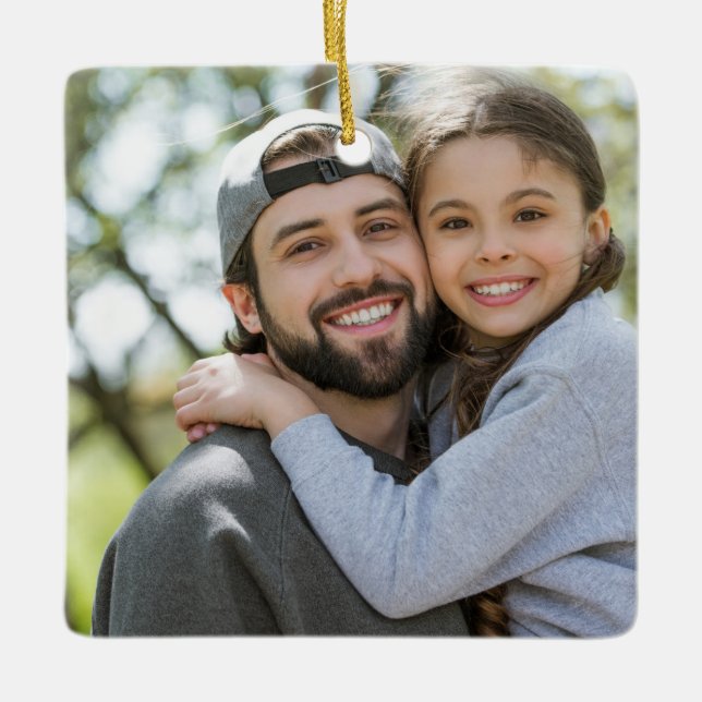 Red White Merry Bright Christmas Season Photo Ceramic Ornament (Front)