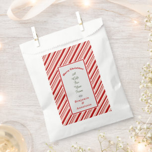 Red White Merry Christmas Favours Personalize Favour Bag
