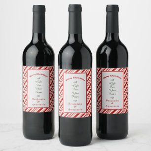 Red White Merry Christmas Favours Personalize Wine Label