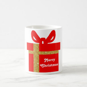 Red White Merry Christmas Gift Box Coffee Mug