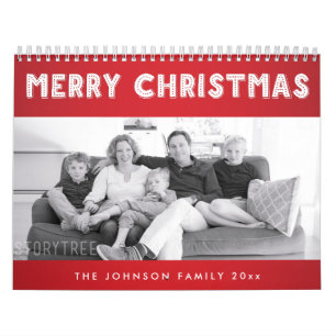 Red White Merry Christmas Personalized Calendars