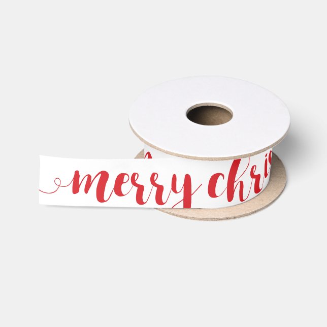 Red & White Merry Christmas Ribbon Satin Ribbon (Spool)