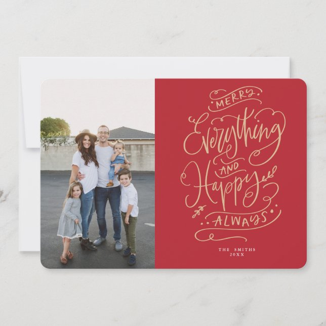 Red White Merry Everything Happy Always Holiday In Invitation (Front)