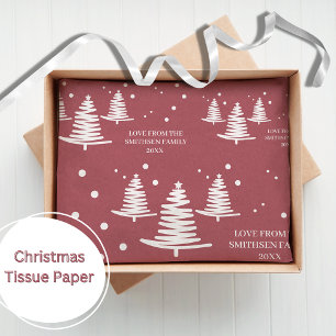 Red White Minimalist Christmas Trees Tissue Paper