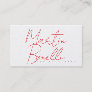 Red White Minimalist Professional Luxury Pearl Business Card