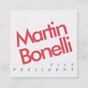 Red White Minimalist Professional Pearl Profile Square Business Card