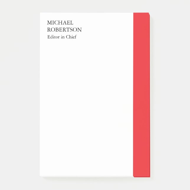 Red White Minimalist Professional Plain Post-it Notes (Front)