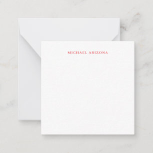 Red White Minimalist Simple Plain Modern Own Name Card