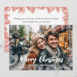 Red White Modern Elegant Family Photo Christmas Holiday Card