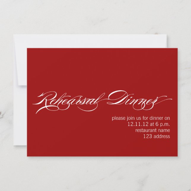 Red White Modern Rehearsal Dinner Invitation (Front)