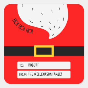 Red White Modern Santa Belt Merry Christmas Label