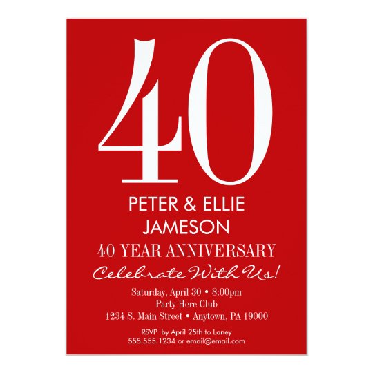 Red & White Modern Simple Anniversary Invitations