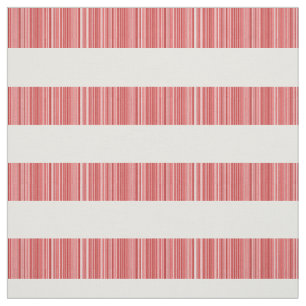 Red White Modern Stripes Fabric