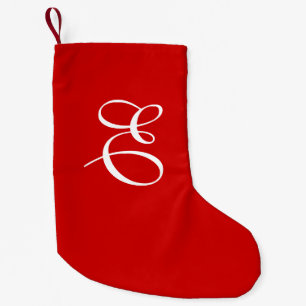 Red & White Monogram Christmas Stocking