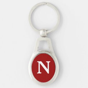 Red White Monogram Keychain