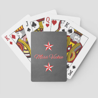 Red & White Monogram on Black Basic Playing Cards