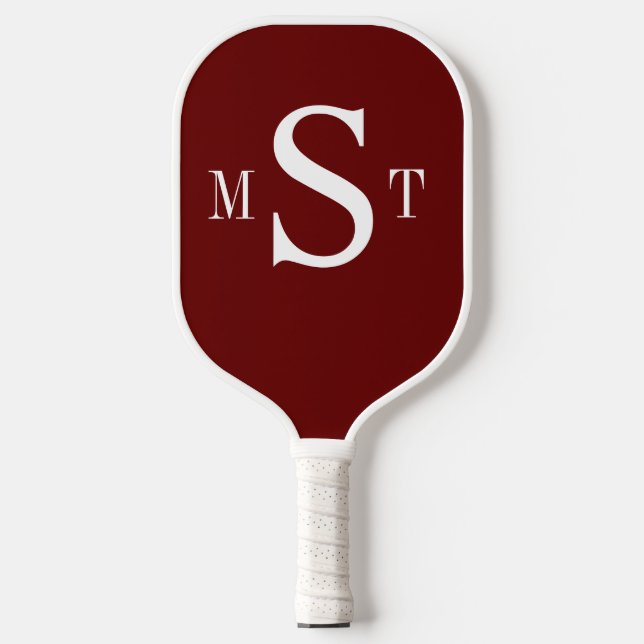 Red White Monogram Personalized Pickleball Paddle (Front)