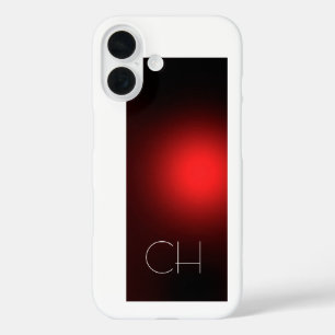 Red White Monogram Simple Plain Replace Add Yours iPhone 16 Case