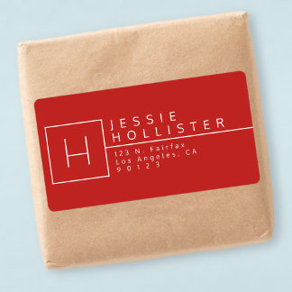 Red & White Monogramme Adresse de retour