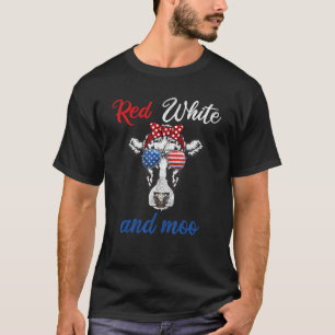 Red White & Moo 4th Of July Apparel Usa Patriotic  T-Shirt