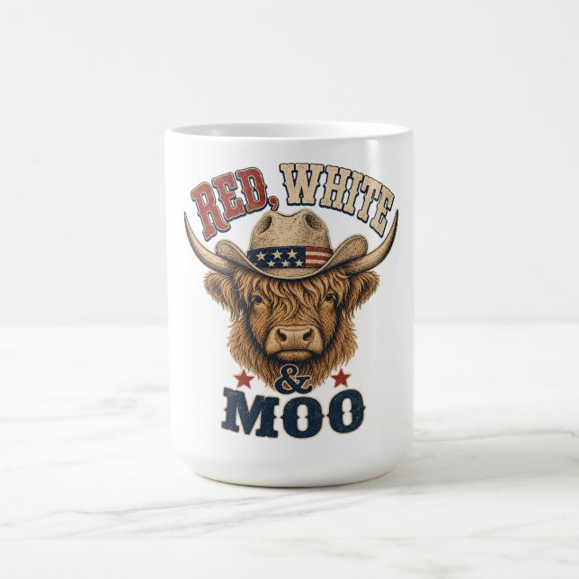 Red, White & Moo Highland Cow  Coffee Mug (Center)
