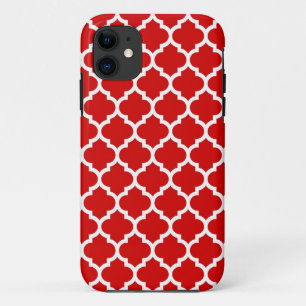 Red White Moroccan Quatrefoil Pattern #5 iPhone 11 Case