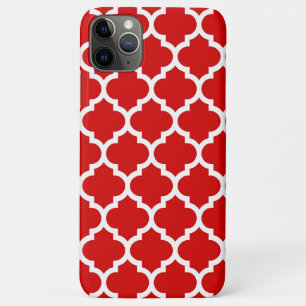 Red White Moroccan Quatrefoil Pattern #5 iPhone 11 Pro Max Case