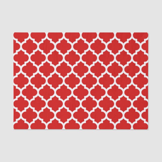Red White Moroccan Quatrefoil Pattern #5 Tissue Paper (Front)
