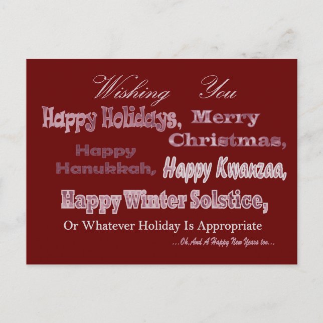 Red White Multi Holiday Postcard (Front)