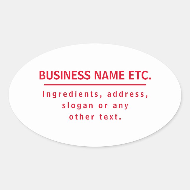 Red & White Multi-Purpose Oval Sticker (Front)