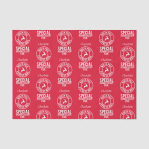 Red & White Name From North Pole Tissue Paper