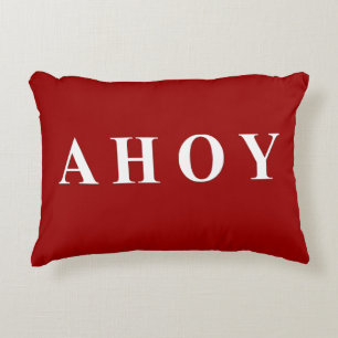 Red White Nautical Sailing Stripes Accent Pillow