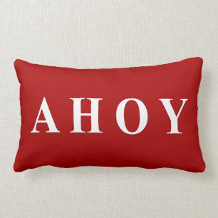 Red White Nautical Sailing Stripes Lumbar Pillow