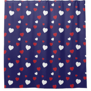 Red, White, Navy Blue Hearts Pattern