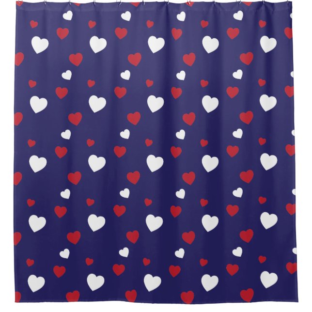 Red, White, Navy Blue Hearts Pattern (Front)