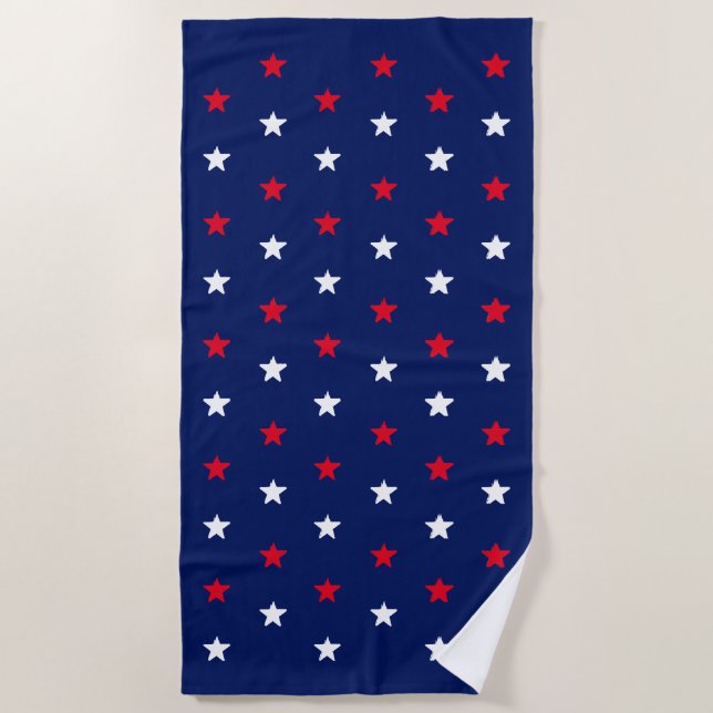 red white navy blue stars american patriotic beach towel (Front)