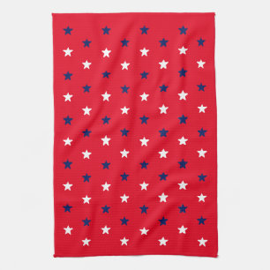 Red white navy blue stars american patriotic kitchen towel